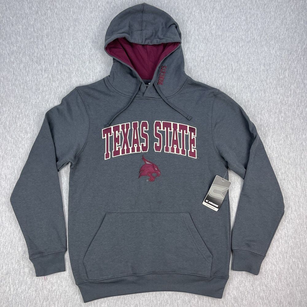 Texas State Bobcats Hoodie Mens S Gray Long Sleeve Cotton/Poly Colosseum NEW